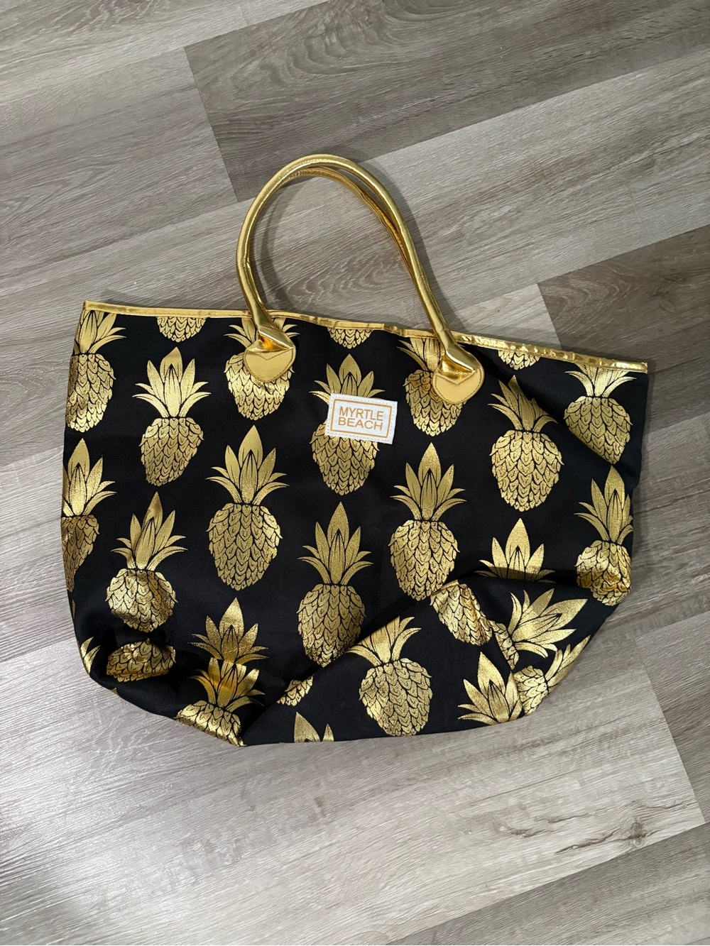 Black & Gold Pineapple Myrtle beach Tote Bag